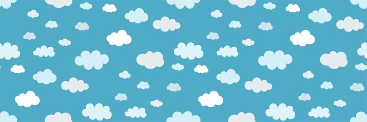Seamless pattern Clouds Isolated on Sky Background. Collection of clouds for Wallpaper, Web, Poster, fabrics, interior design... Creative Modern Concept. Abstract nature background Vector illustration
