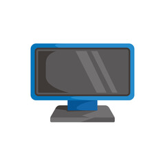 Flat television with shadow detail blue colored flat design art vector