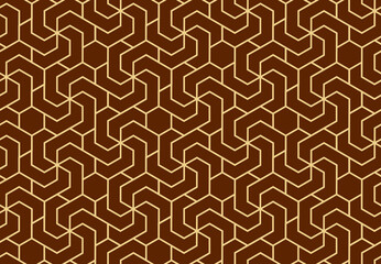 The geometric pattern with lines. Seamless vector background. Gold and brown texture. Graphic modern pattern. Simple lattice graphic design