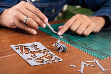 assembling cardboard model