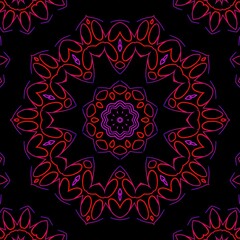 Red and Pink pattern illustration with black background.