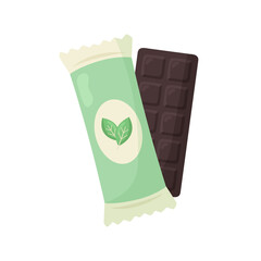 Vegan chocolate bar isolated on white background. Vector illustration