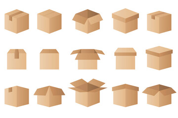 Set of Box gradient Vector Icons