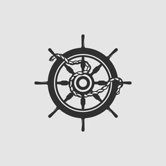 Obraz premium ship wheel icon vector logo template, rudder icon