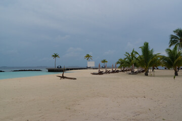 the sandy coast of a coral island in the Indian Ocean