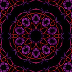 Red and Pink pattern illustration with black background.