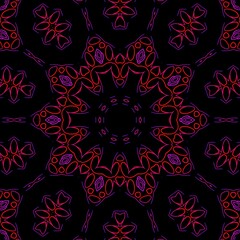 Red and Pink pattern illustration with black background.