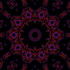 Red and Pink pattern illustration with black background.