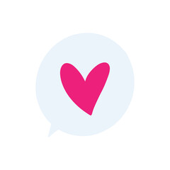 Heart dialog icon. Chat cloud with heart. Vector hand-drawn illustration. 