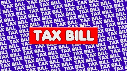 Tax Bill Title - 3D Illustration Red Blue Background