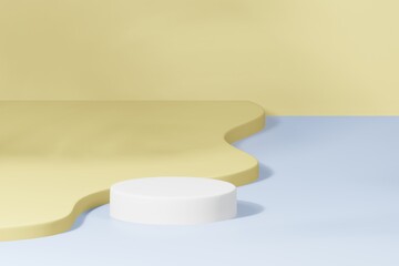 3d rendering illustration of summer template podium stage display showcase for product placement in minimal design.