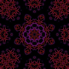 Red and Pink pattern illustration with black background.