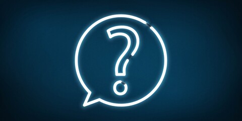 Vector realistic isolated neon sign of Question logo for template decoration and covering on the blue background.