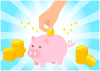 豚の貯金箱　コイン　お金　ポイント　貯める