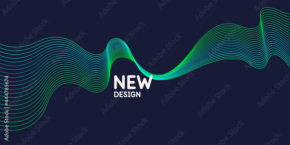 Poster vector abstract background with dynamic waves and lines.