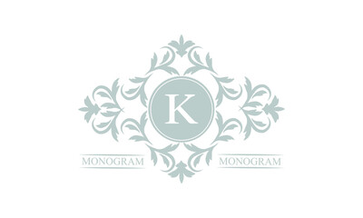 Luxury logo template in vector for restaurant, royalty, boutique, cafe, hotel, heraldry, jewelry, fashion with exquisite letter K.