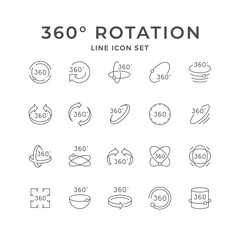 Set line icons of 360 degrees rotation