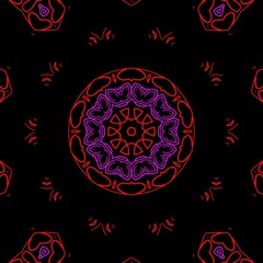 Red and Pink pattern illustration with black background.