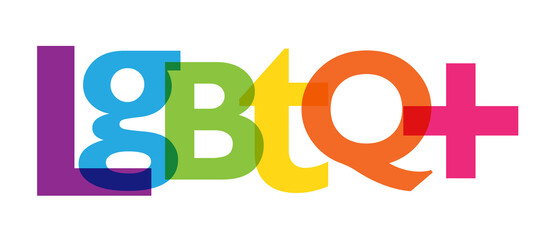 LGBTQ+ colorful vector typography banner on white background