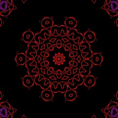 Red and Pink pattern illustration with black background.