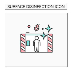 Disinfection tunnel color icon. Person walk in antibacterial solution filled tunnel line pictogram. Corona virus infection spread prevention and hygiene concept.Isolated vector illustration