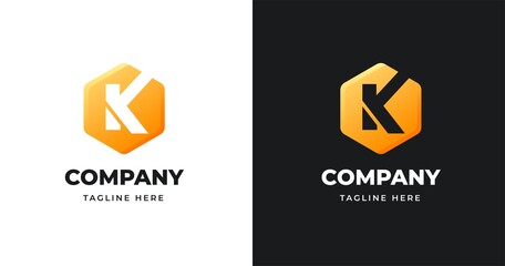 Letter K logo design template with geometric shape style