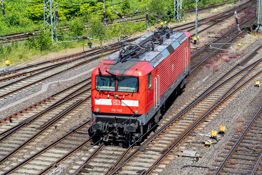 KIEL, GERMANY - JUNE 16, 2021: DB type 112 electric locomotive