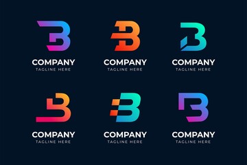 Set of creative abstract letter B logo design template collection © BlackSweet_Studio