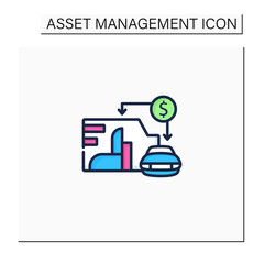 Asset value color icon. Showing total assets value company or organization. Car, enterprise. Business concept. Isolated vector illustration
