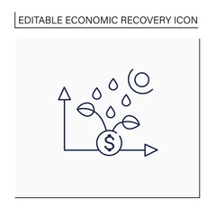Economic revival line icon. Development and economic growth after crisis period. Profit. Business concept. Isolated vector illustration.Editable stroke