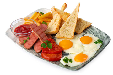 English breakfast plate isolated on white background