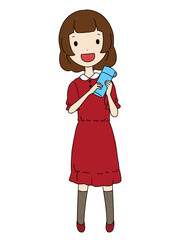 マイボトルを持つ女の子のイラスト