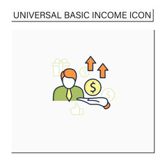 New investors color icon. Creating new investors generation. High quality worker. Profitable business. Universal basic income concept. Isolated vector illustration