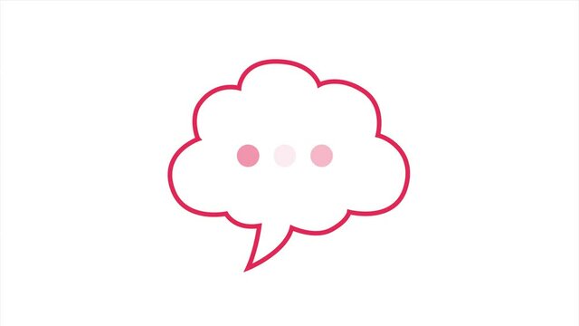 A simple animation of a thought bubble, or text message popping up, with typing or thinking dots