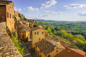 Fototapeta premium Montepulciano village panoramic view. Siena, Tuscany Italy