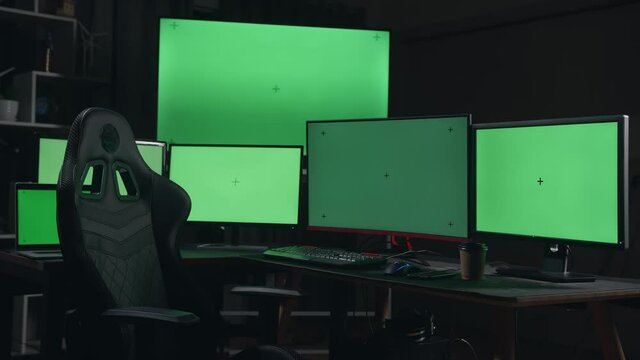 Computer With Multiple Chroma Key, Green Screen Displays
