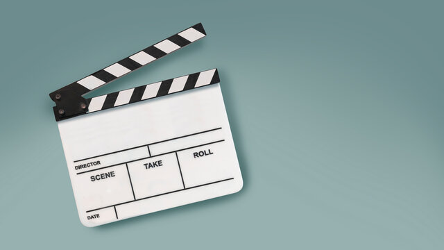 Film slate or clapperboard. Cinema production of media industry concept. filmmaking equipment.