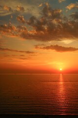 Zachód słońca nad morzem w Durres Albania Bałkany - obrazy, fototapety, plakaty