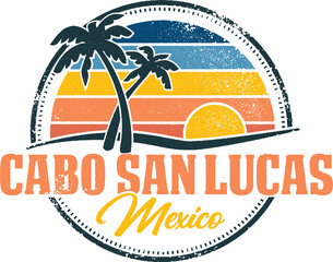 Cabo San Lucas Mexico Vintage Travel Stamp Design - 444796215