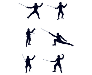 sets Fencing sport design 2020 games abstract vector illustration symbols signs icons
