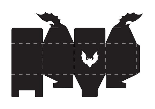 Happy Halloween treat box. Simple packaging die cut template for sweets, candies, small presents, bakery. Gift party favor box for laser cut, great design for any purposes, birthdays, baby showers.