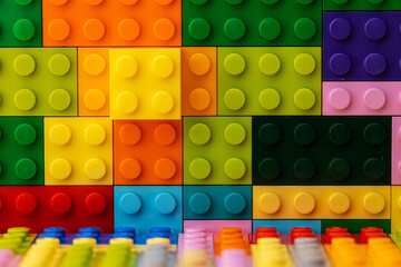 Details of children's plastic building kit close up