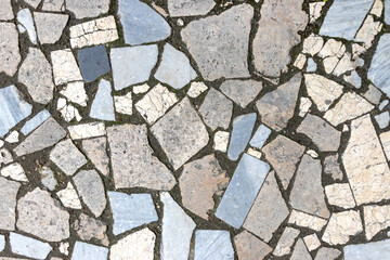 Tiles of different shapes and different colors as background, texture, pattern.