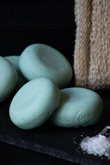 Fototapeta na wymiar Photo of handmade natural soap with menthol