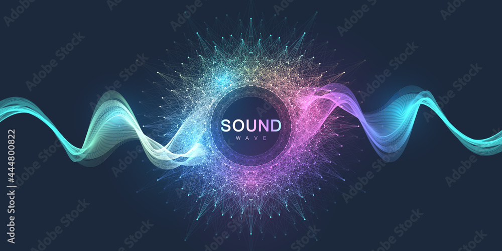 Poster sound poster design with abstract gradient line waves. music wave abstract background, vector illust