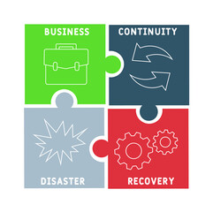BCDR - Business Continuity Disaster Recovery acronym. business concept background.  vector illustration concept with keywords and icons. lettering illustration with icons for web banner, flyer, landin