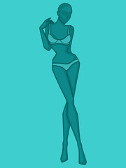 Abstract silhouette of slender woman