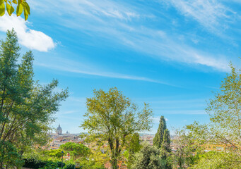 Rome seen from Pincio Terrace on a sunny day in autumn