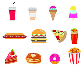 fast food icons set