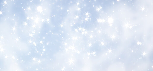 blue snowfall bokeh background, abstract snowflake background on blurred abstract blue